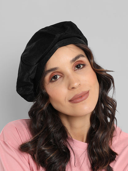 Pebbled Bakerboy Hat - Black