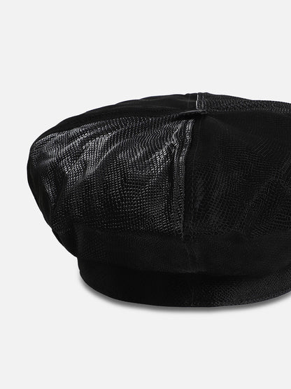 Pebbled Bakerboy Hat - Black