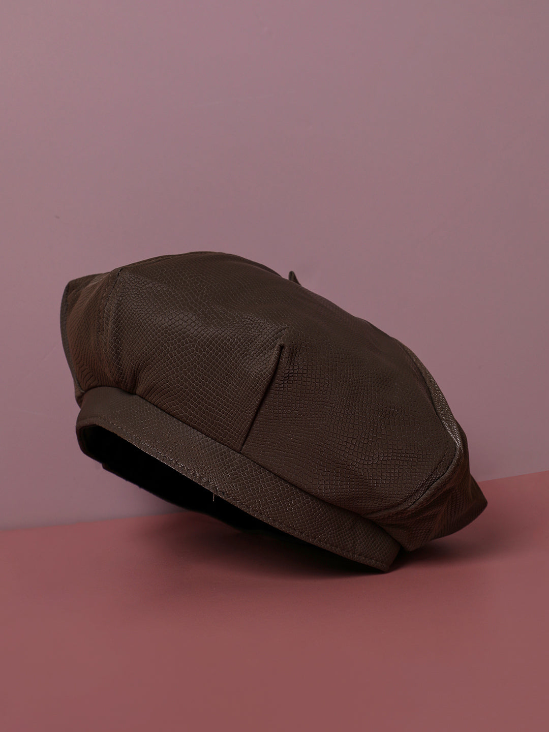 Pebbled Bakerboy Hat - Brown