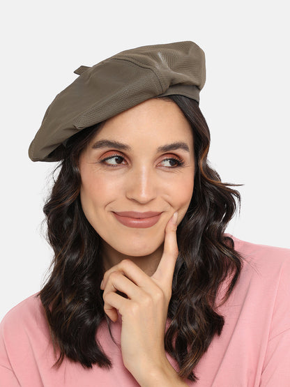 Pebbled Bakerboy Hat - Brown