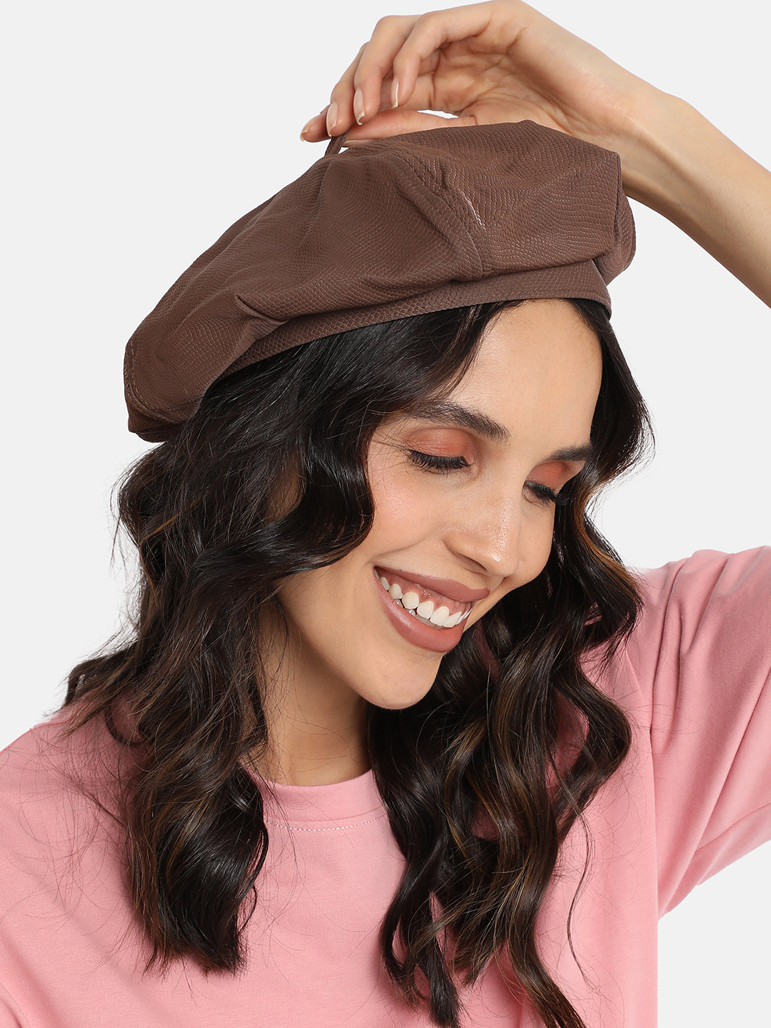 Pebbled Bakerboy Hat - Chocolate Brown