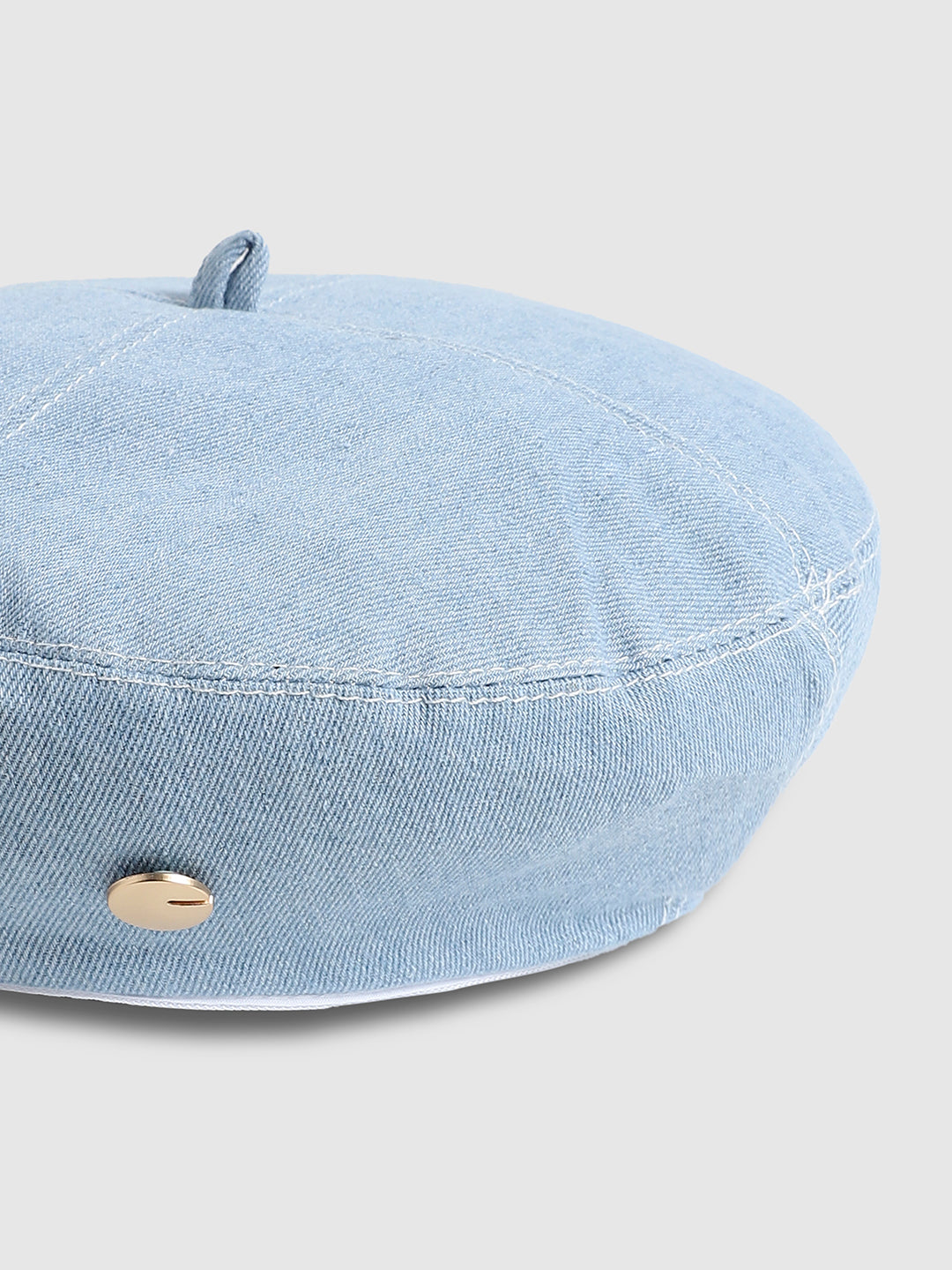 Denim Beret Hat - Light-Wash Blue