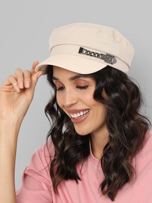 Buckle Chain Breton Cap - White