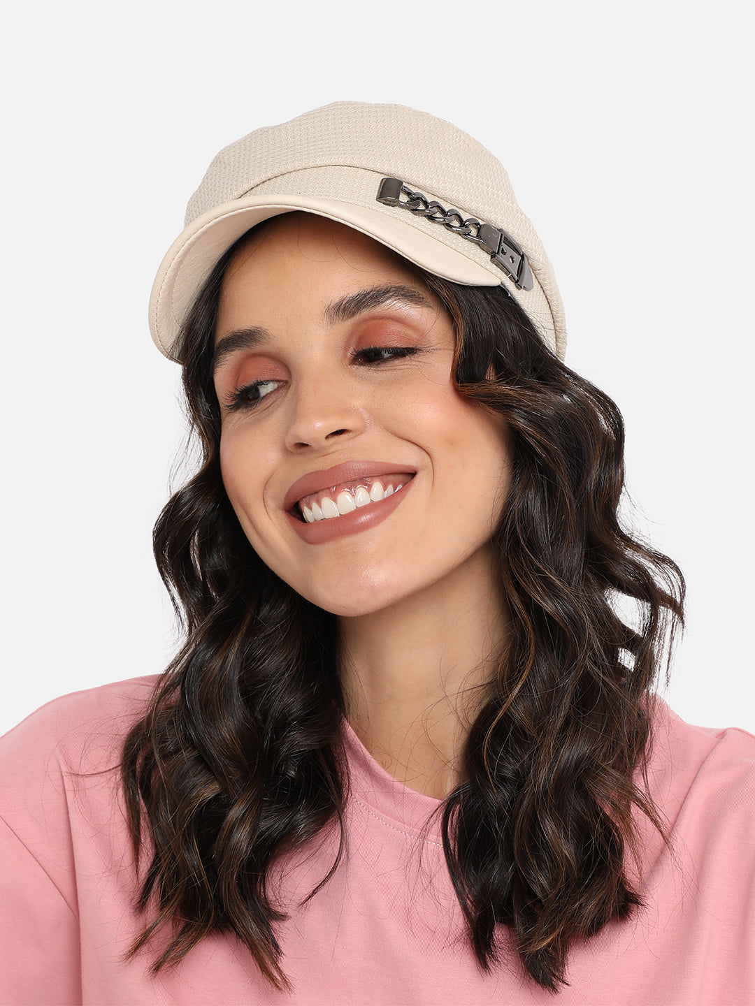 Buckle Chain Breton Cap - White