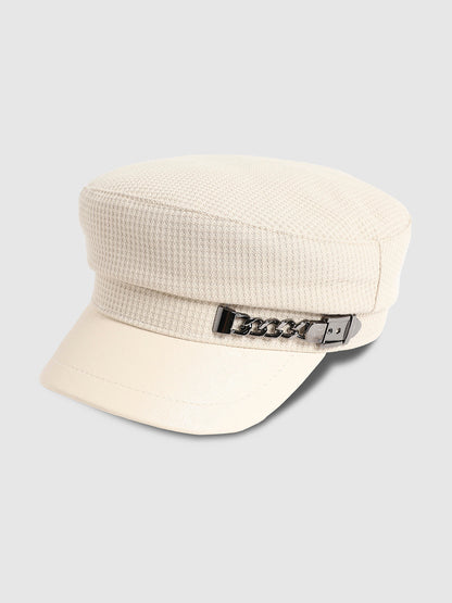 Buckle Chain Breton Cap - White