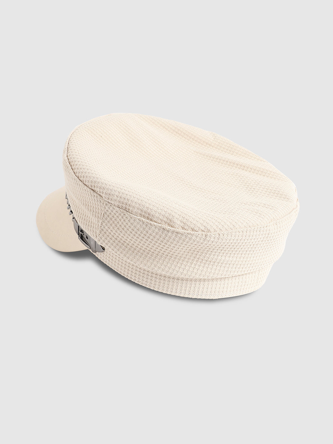 Buckle Chain Breton Cap - White