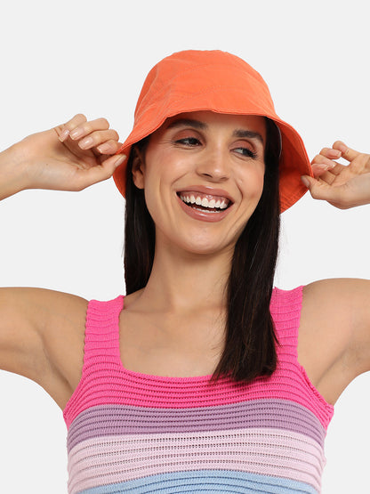 Self-Design Patched Bucket Hat - Orange