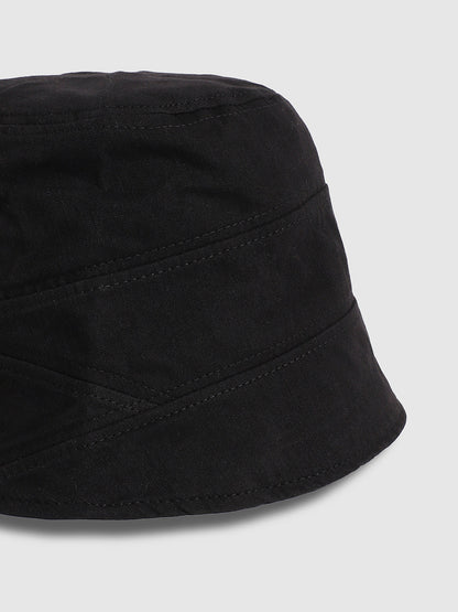 Self-Design Patched Bucket Hat - Black