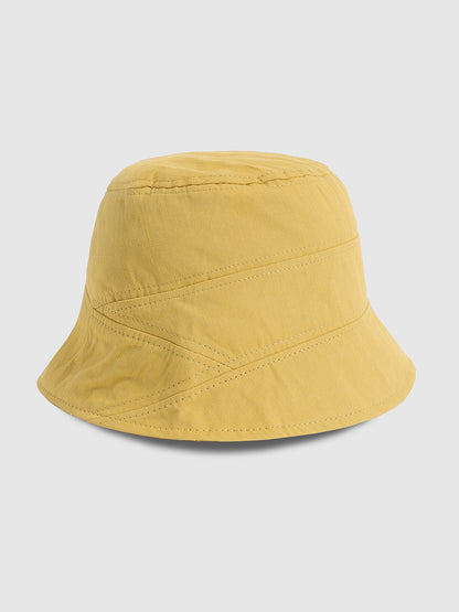 Self-Design Patched Bucket Hat - Mustard Yellow