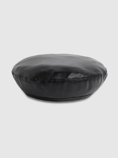 Flat Grain Beret Hat - Black