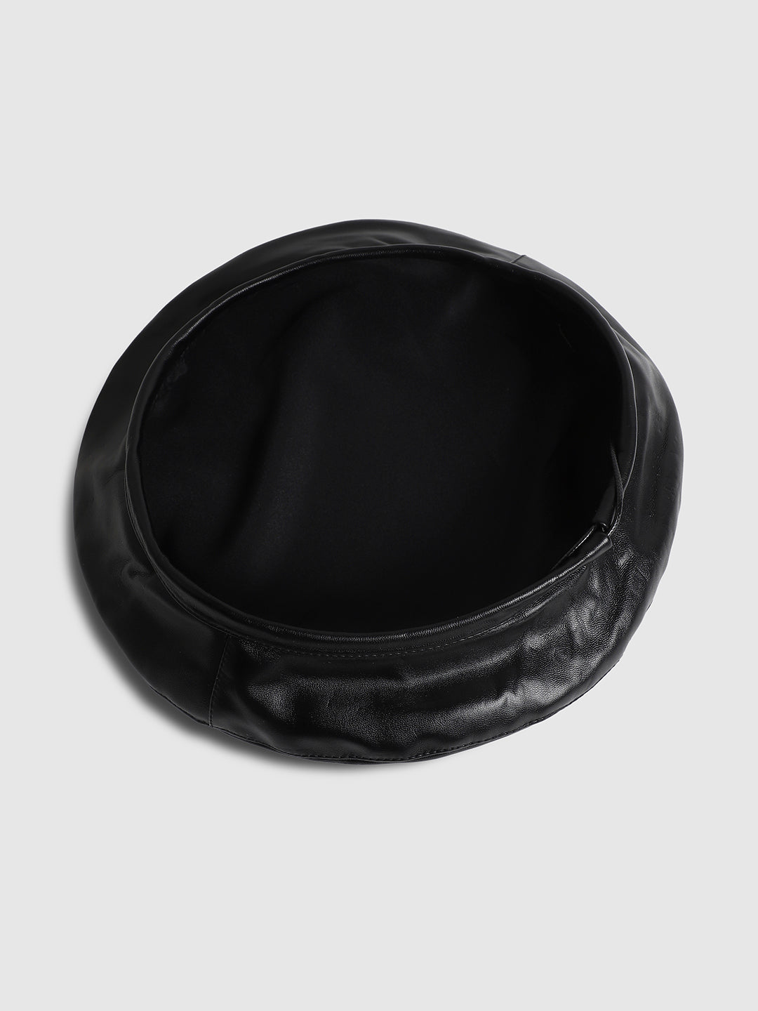 Flat Grain Beret Hat - Black