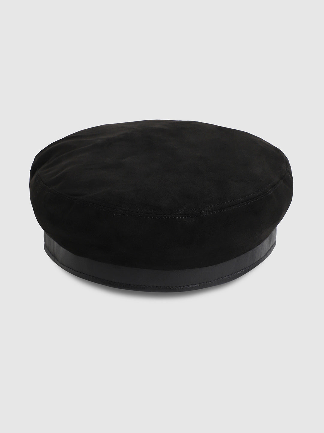 Contrast Texture Beret Hat - Black