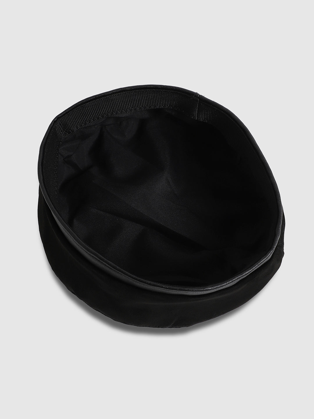 Contrast Texture Beret Hat - Black