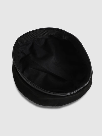 Contrast Texture Beret Hat - Black