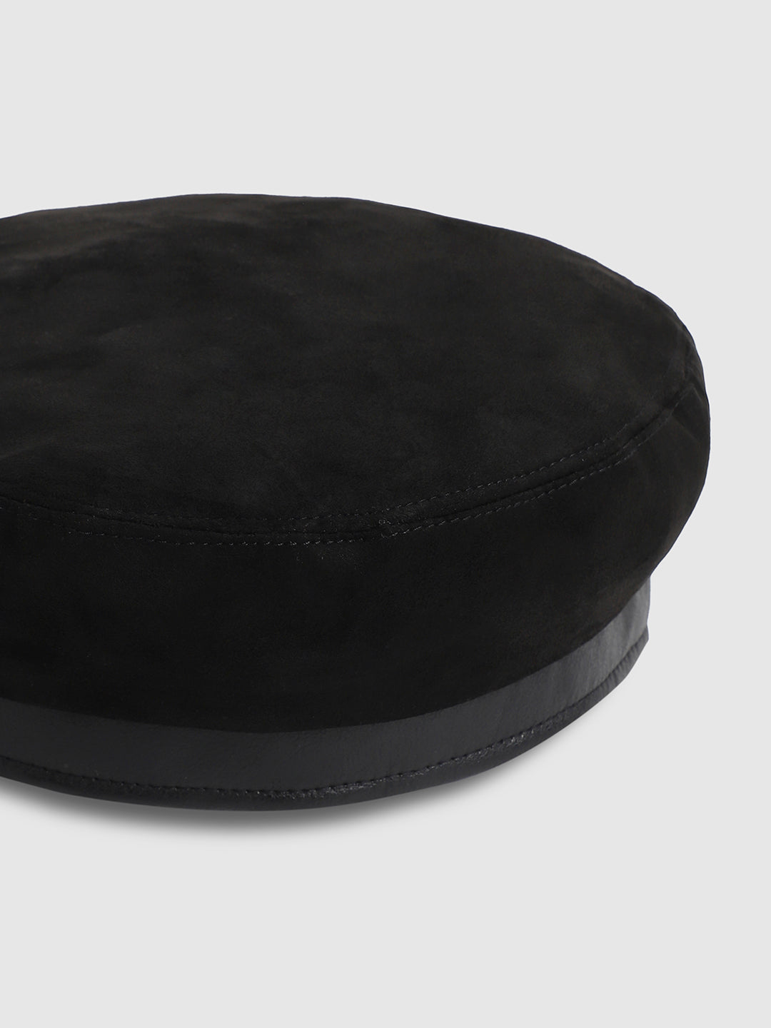 Contrast Texture Beret Hat - Black