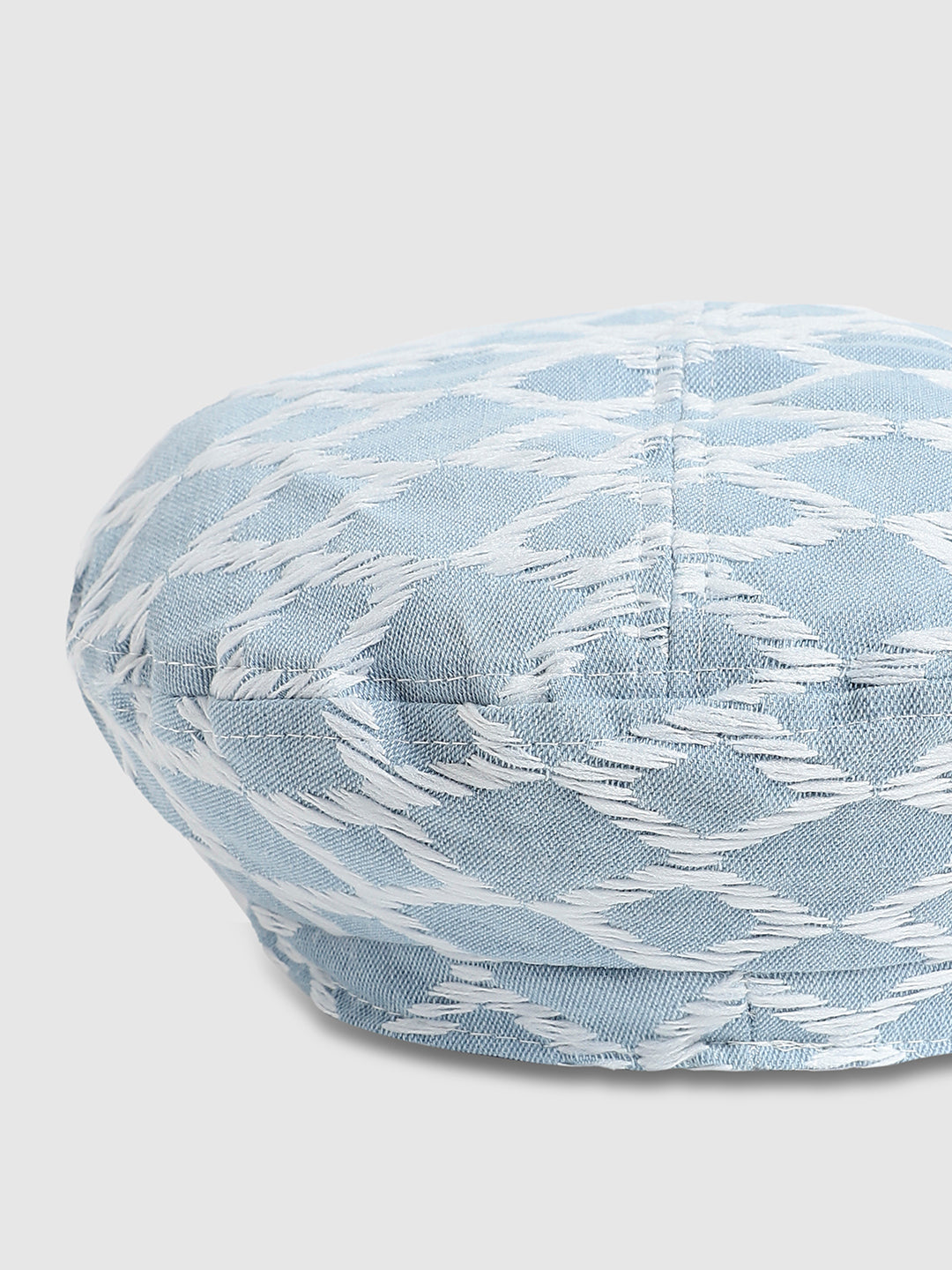 Rhombus Weave Beret Hat - Light Blue & White