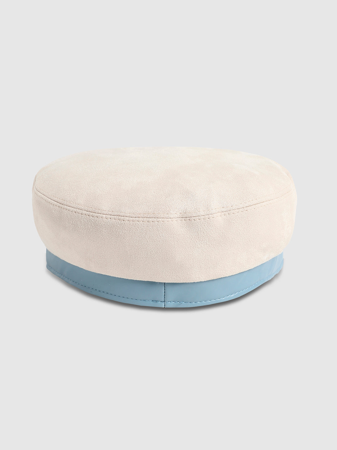 Contrast Texture Beret Hat - White & Blue