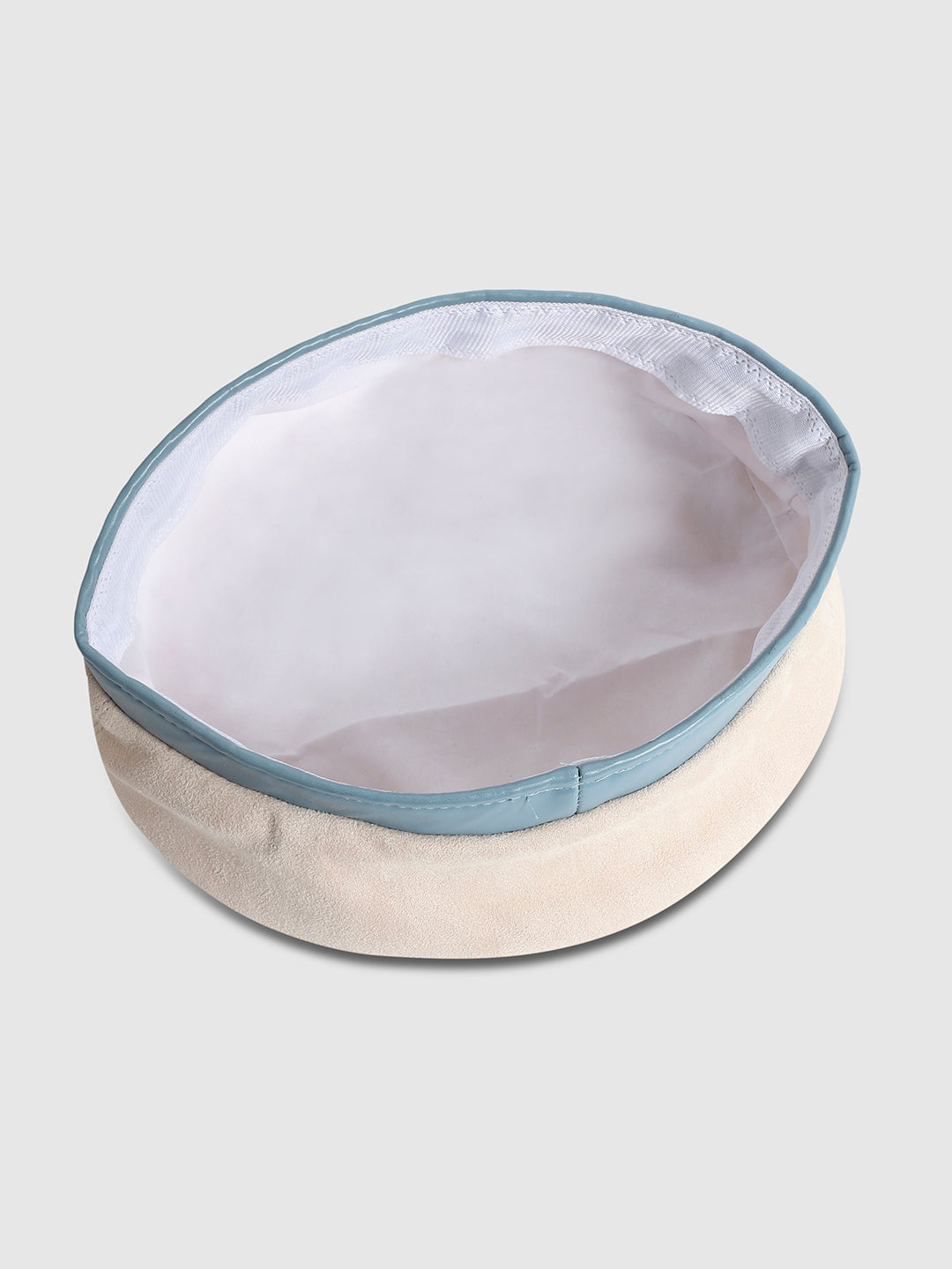 Contrast Texture Beret Hat - White & Blue