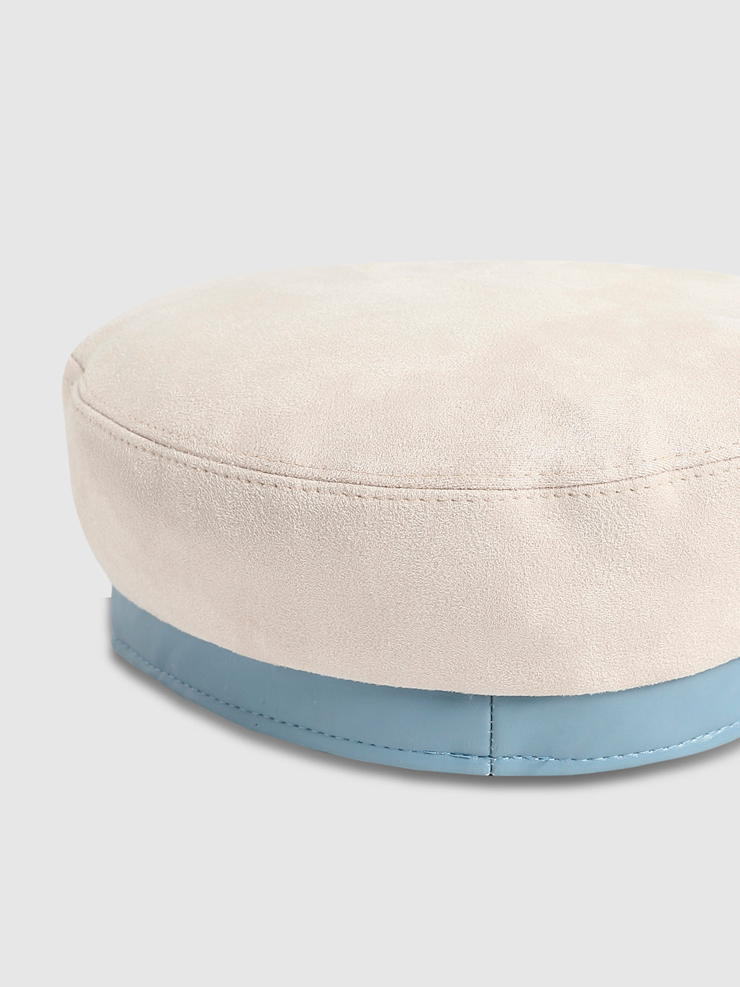 Contrast Texture Beret Hat - White & Blue
