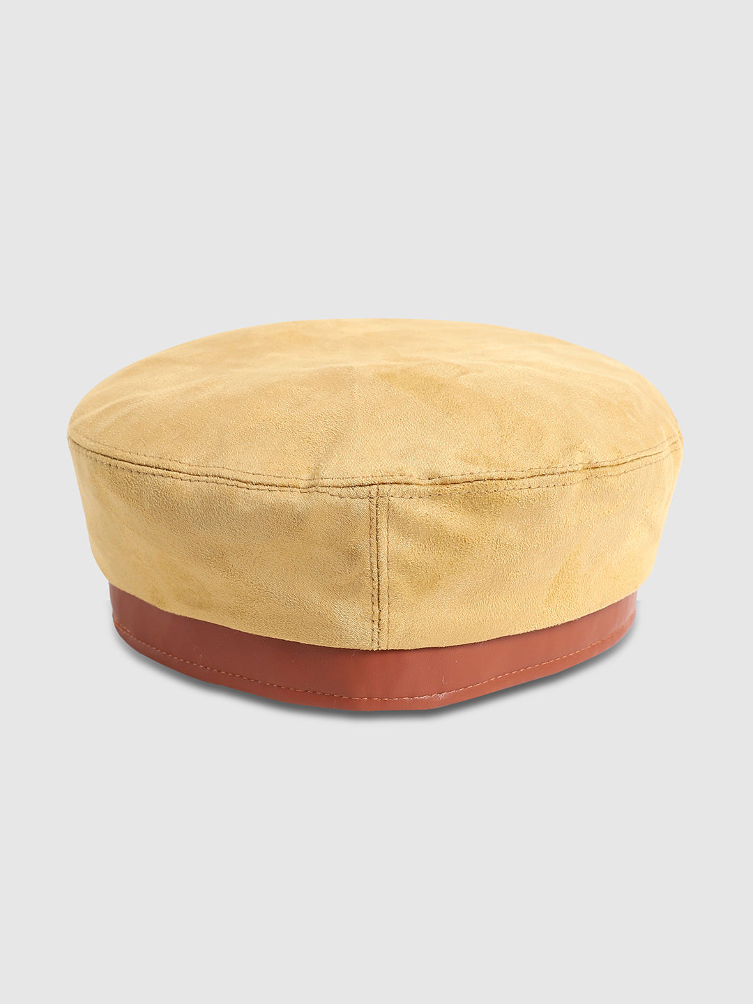 Contrast Texture Beret Hat - Beige & Brown