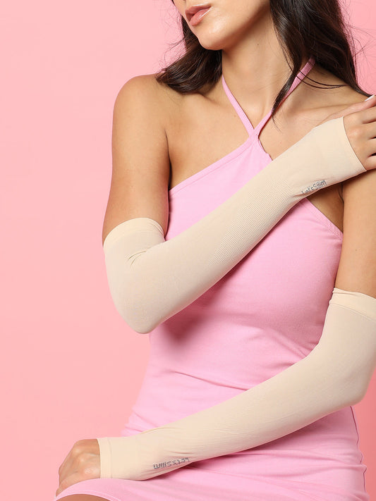 Beige Solid Detachable Arm Sleeves