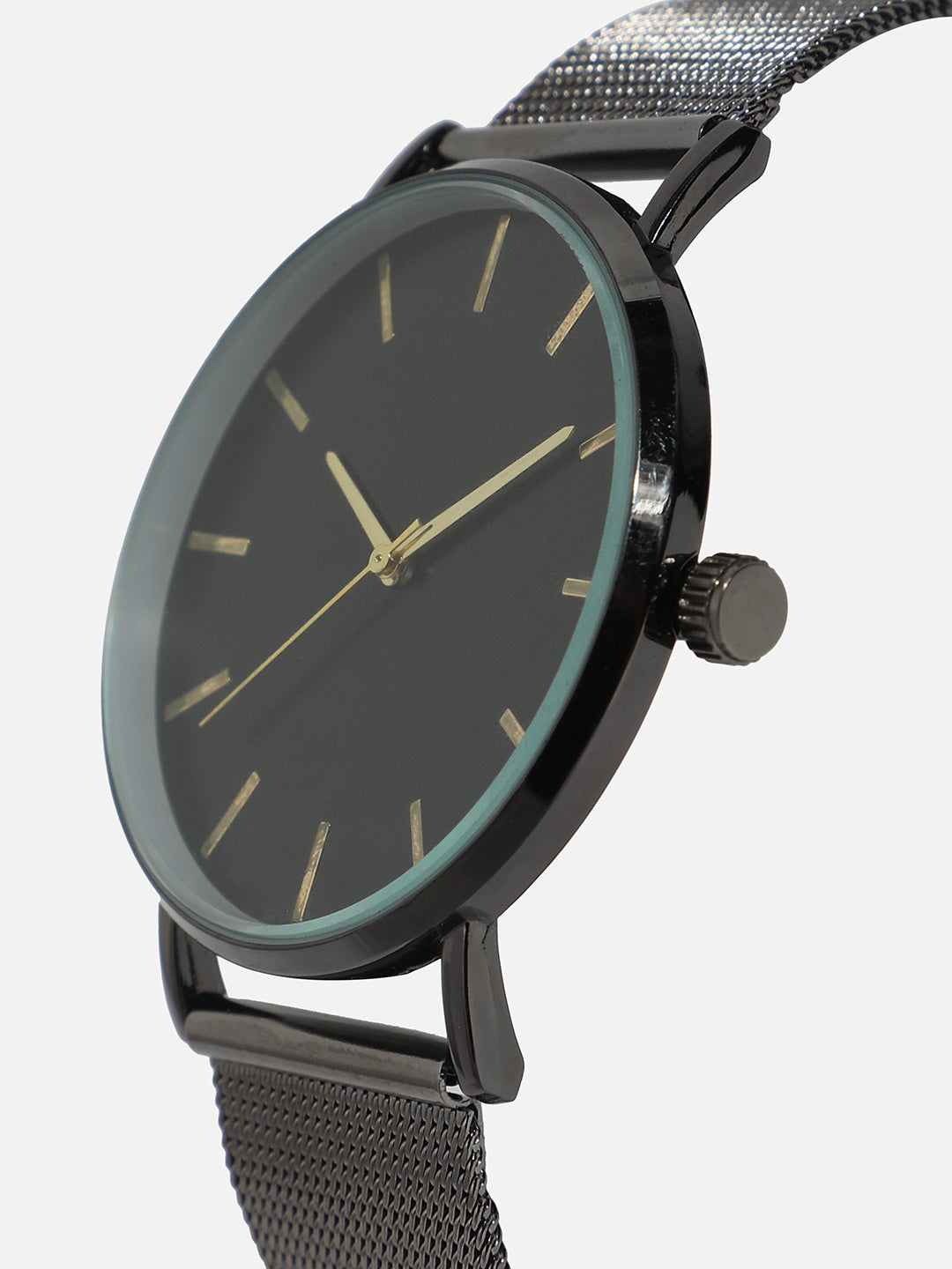 Round Black Analogue Watch