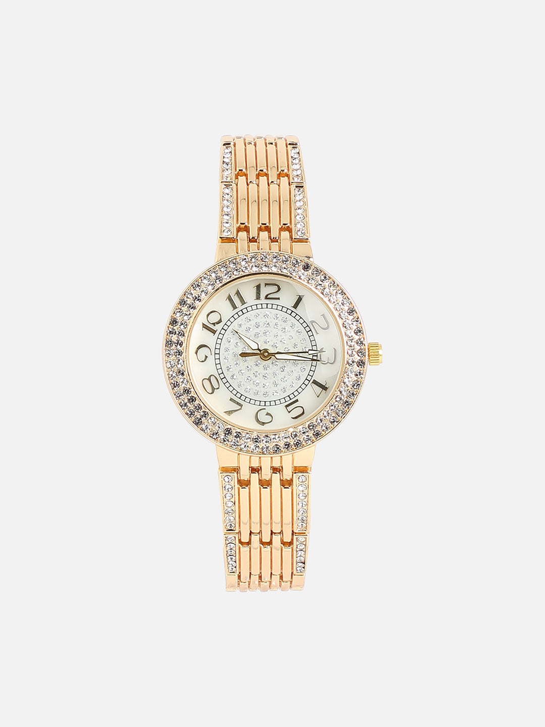 Embellished Round Watch - Gold