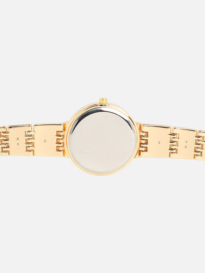 Embellished Round Watch - Gold