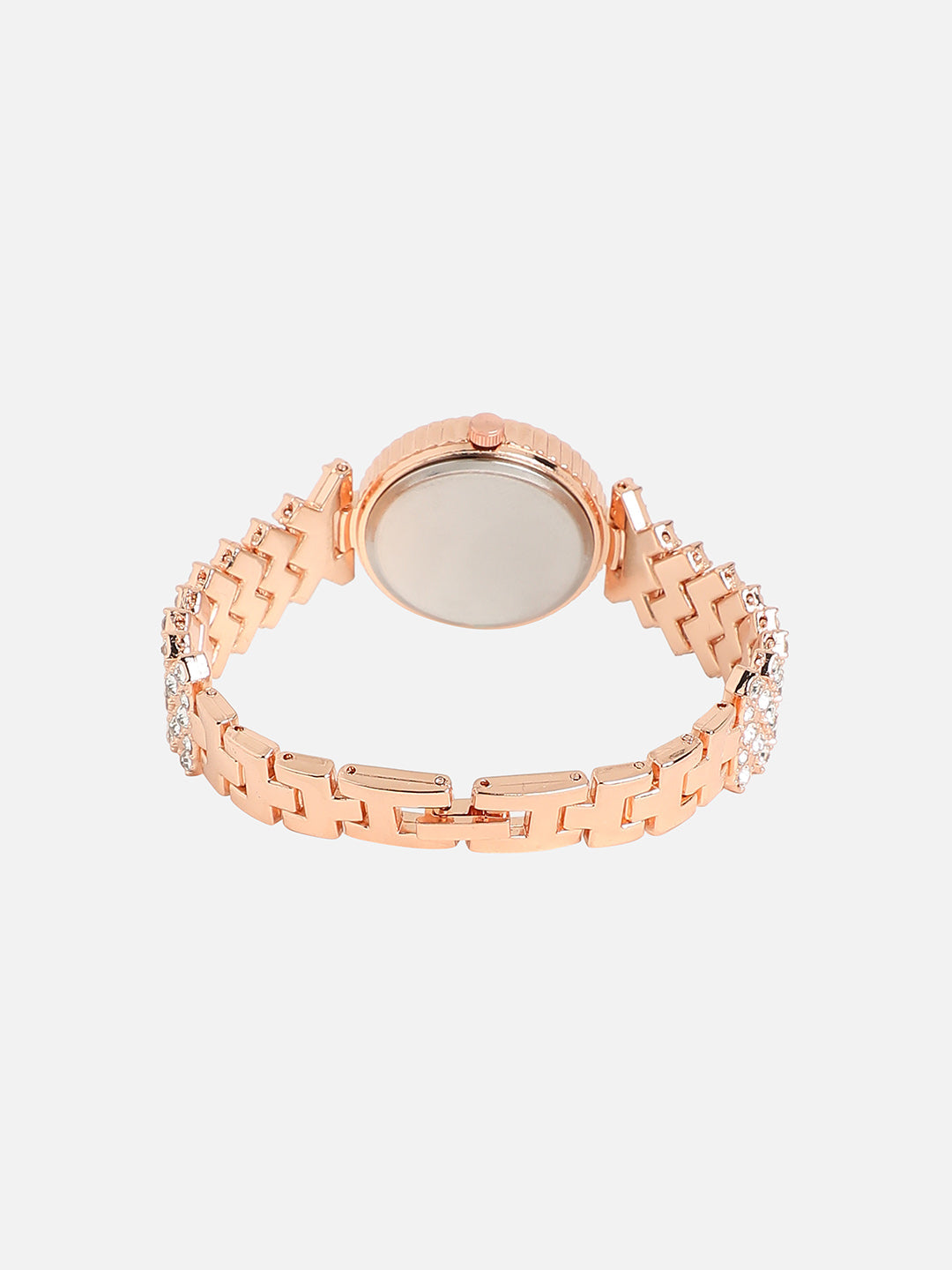 Embellished Round Watch - Rose Gold