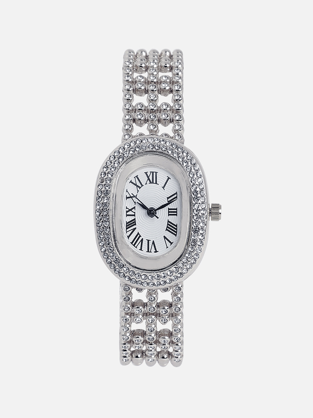 Embellished Oblong Watch - Silver