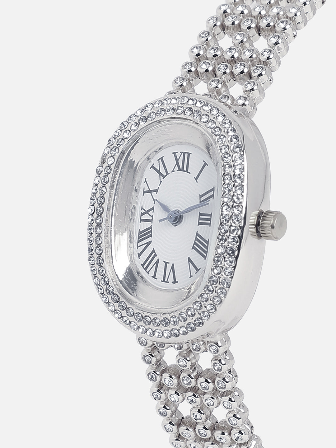 Embellished Oblong Watch - Silver