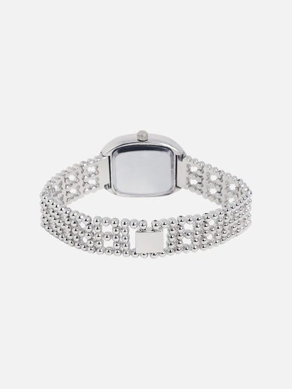 Embellished Oblong Watch - Silver