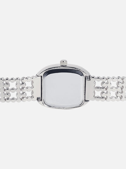 Embellished Oblong Watch - Silver