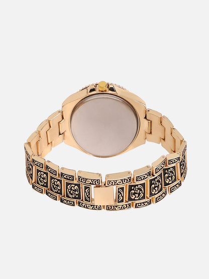 Embossed Round Watch - Gold