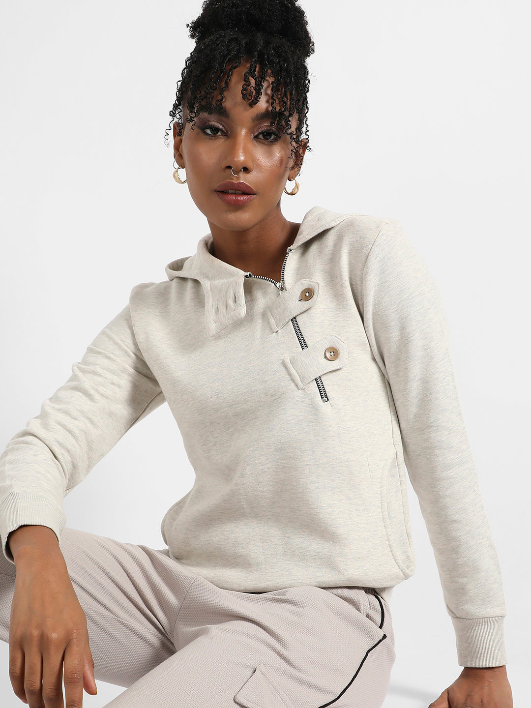 Hooded Jacket With Asymetrical Closure