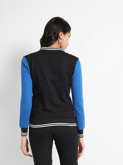 Button-Front Jacket With Contrast Sleeves