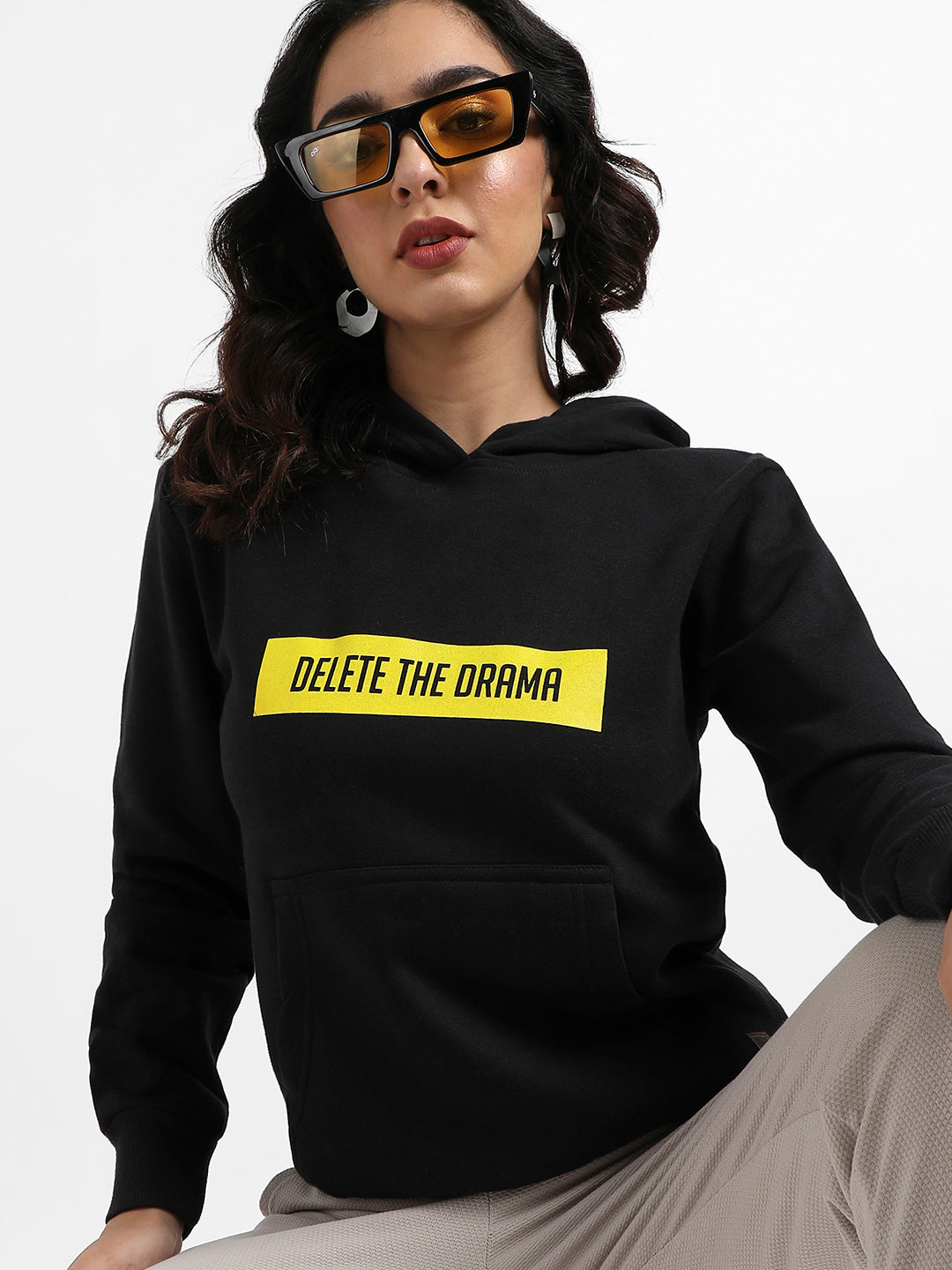 Delete The Drama Hoodie With Kangaroo Pockets