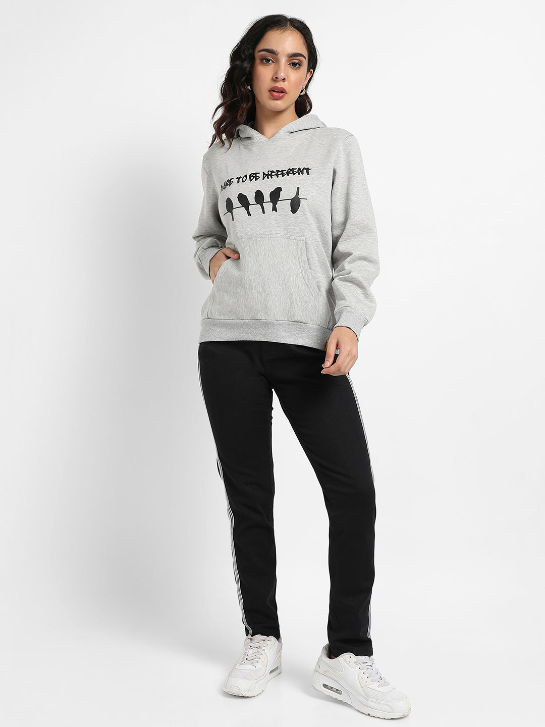 Dare To Different Hoodie With Ribbed Hem