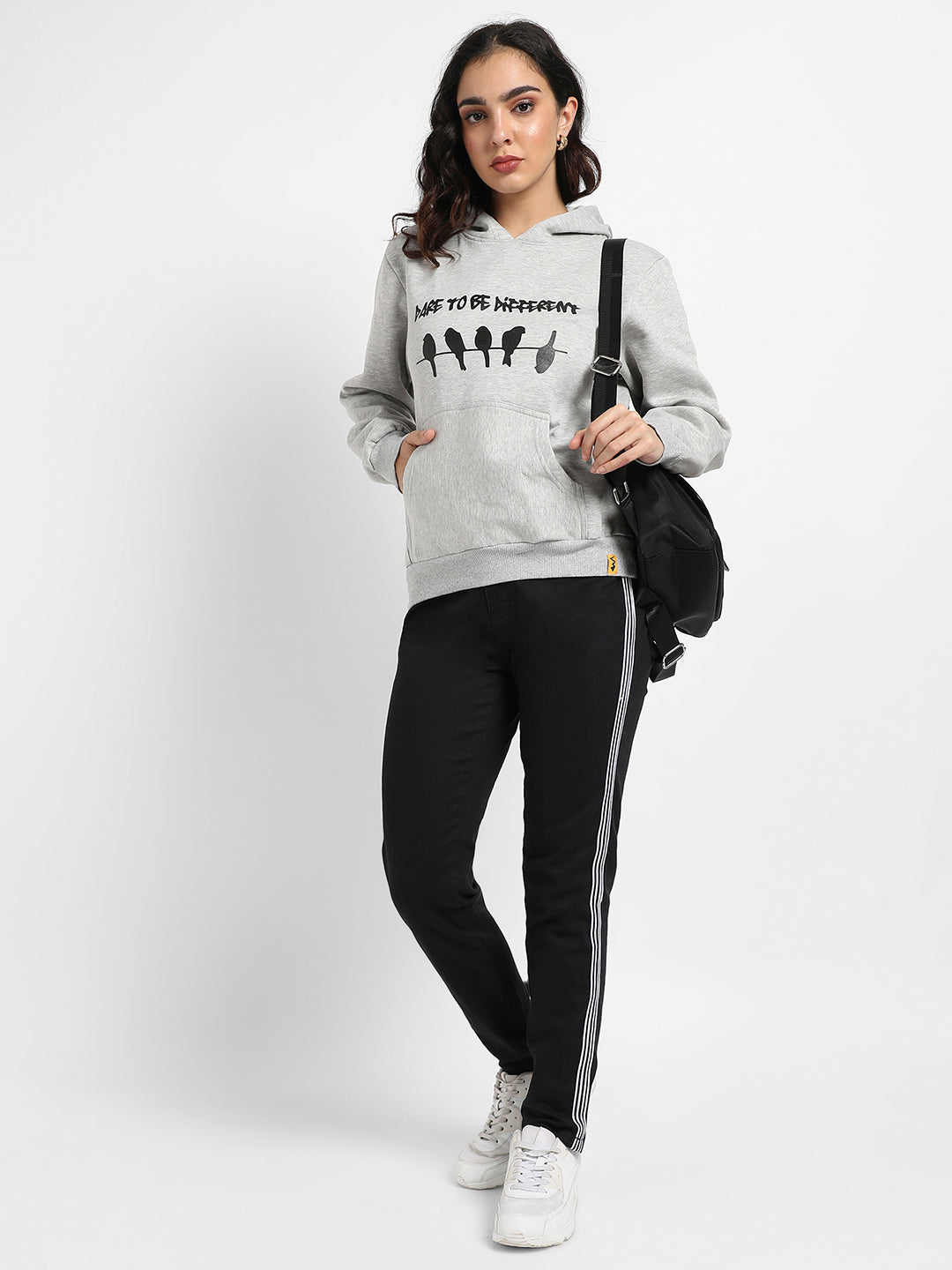 Dare To Different Hoodie With Ribbed Hem