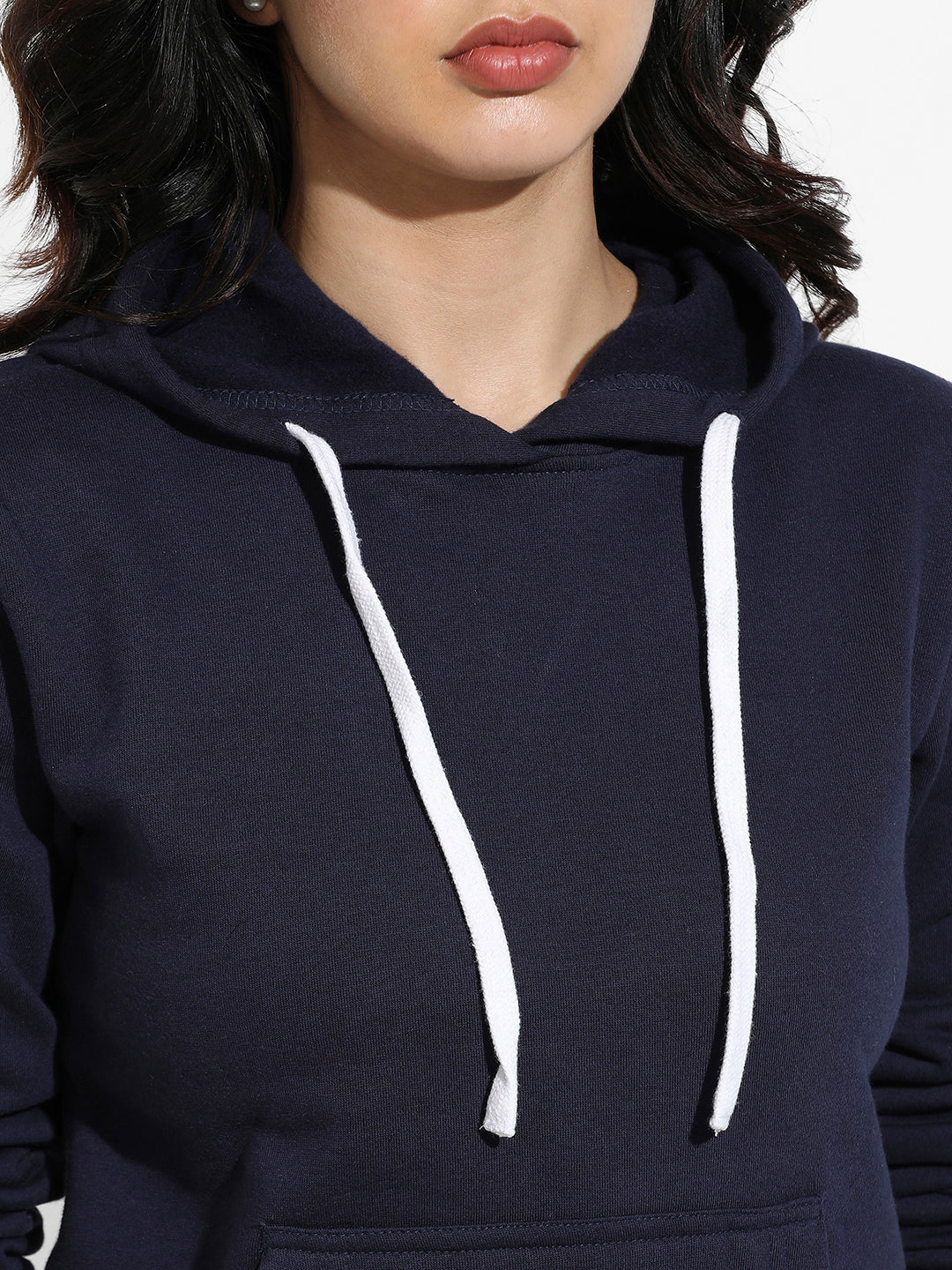 Navy Blue Pullover Hoodie With Kangaroo Pockets