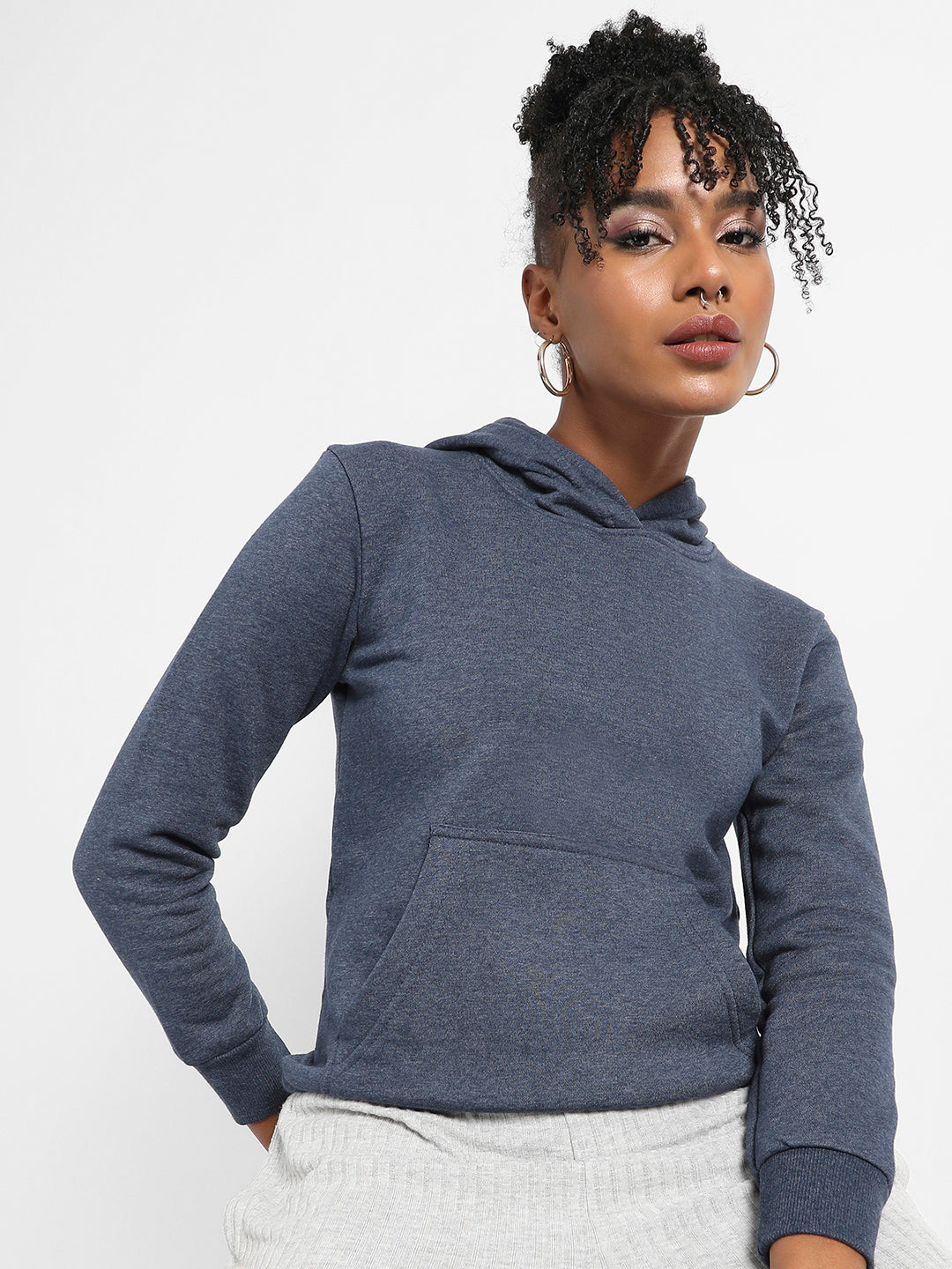Heathered Hoodie With Kangaroo Pocket