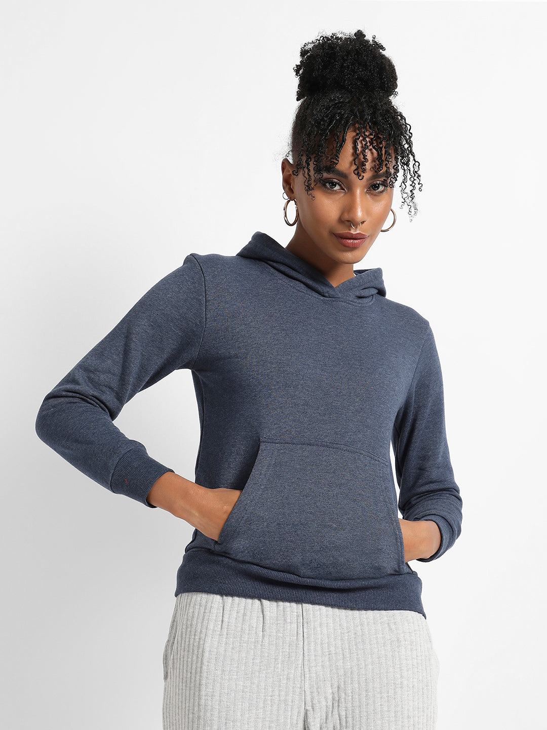 Heathered Hoodie With Kangaroo Pocket