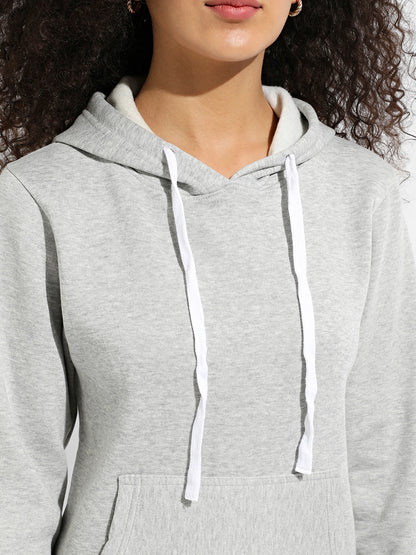 Light Grey Pullover Hoodie With Kangaroo Pockets