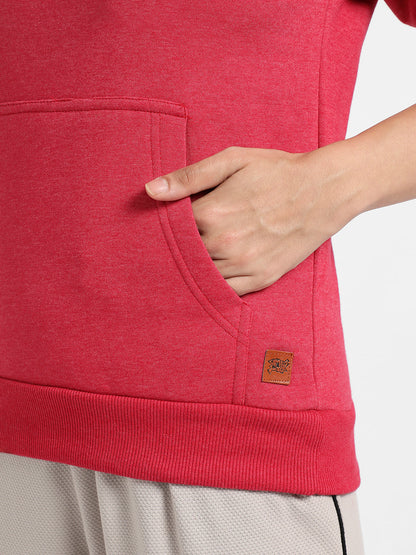 Red Pullover Hoodie With Kangaroo Pockets