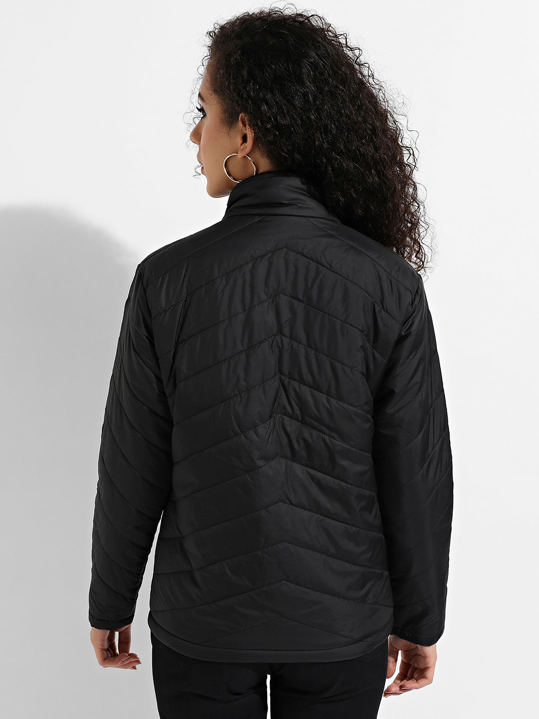 Quilted Puffer Jacket With Zip Closure