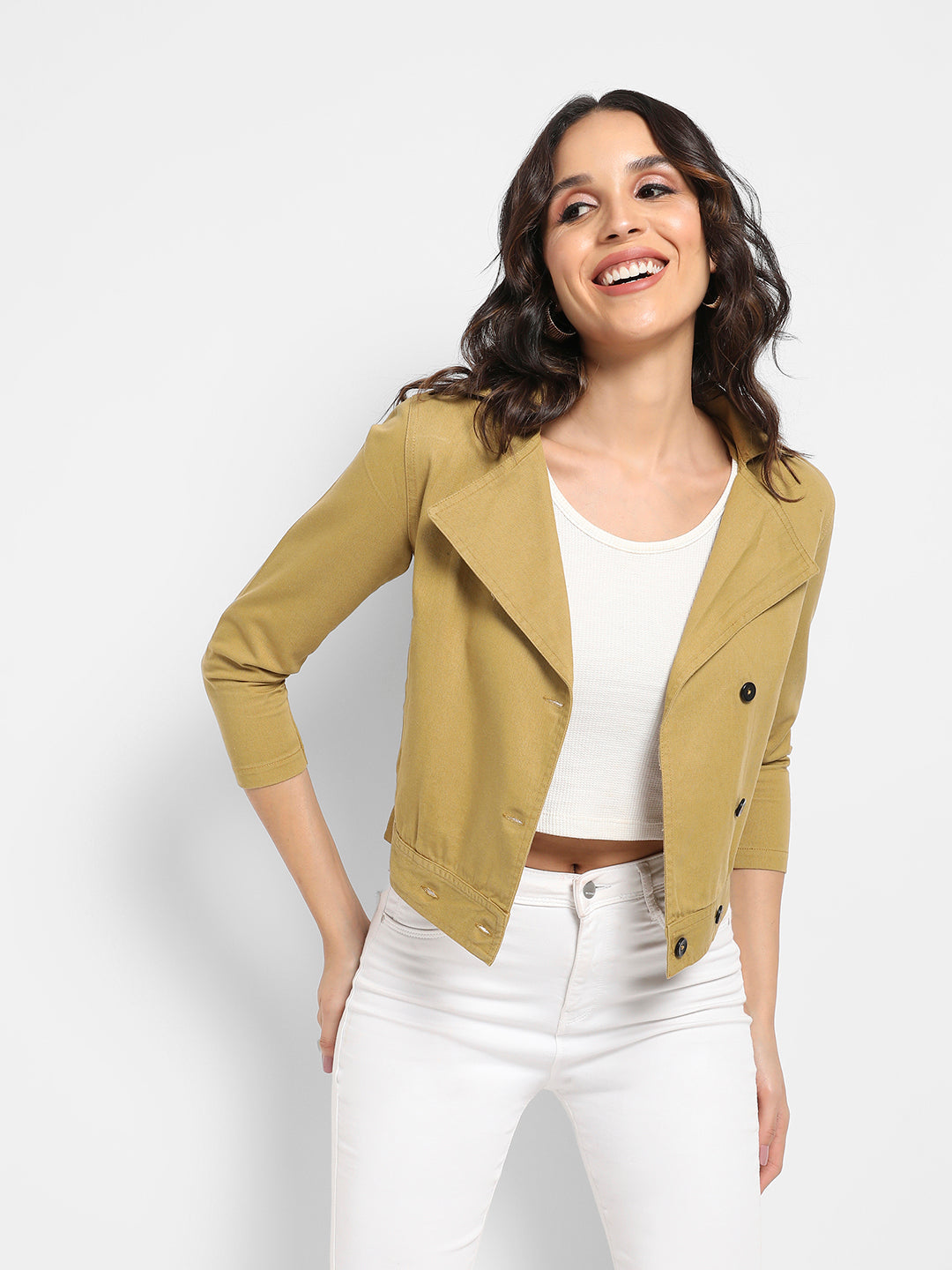 Biker Jacket With Contrast Buttons