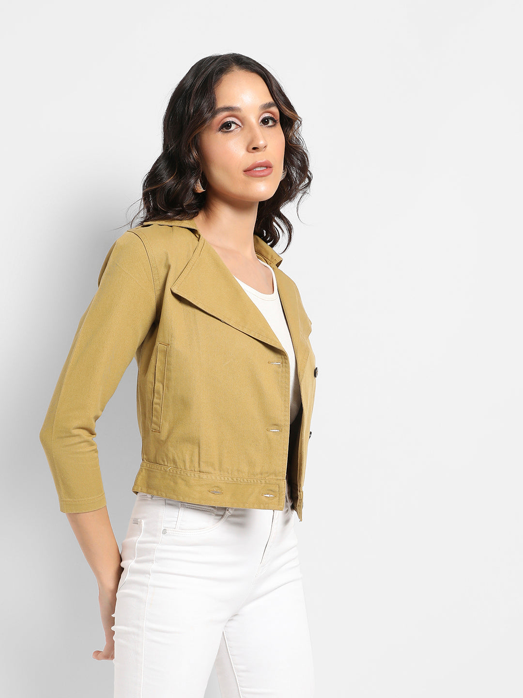 Biker Jacket With Contrast Buttons