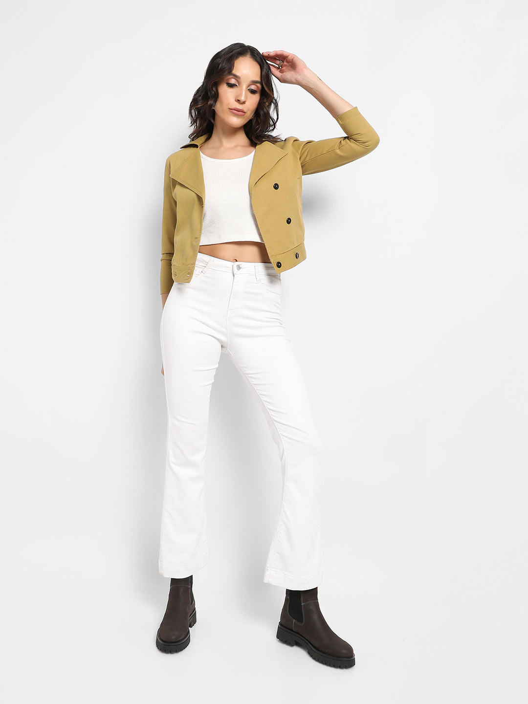 Biker Jacket With Contrast Buttons