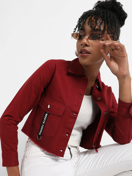 Cropped Jacket With Flap Pocket