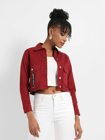 Cropped Jacket With Flap Pocket
